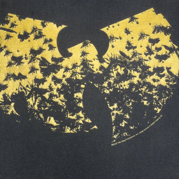 VINTAGE Y2K WU-TANG CLAN KILLA BEES LOGO BLACK MEDIUM T-SHIRT L202 (FADED -SPOT) - Picture 3 of 6